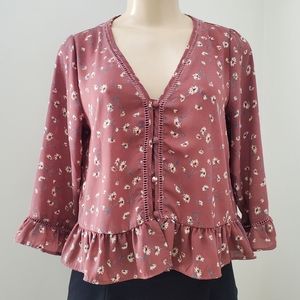 Sienna Sky | pink floral shirt size small